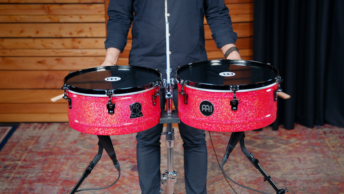 Manolito Rodriguez Signature Timbales, Atomic Red, Black Timbale Heads video