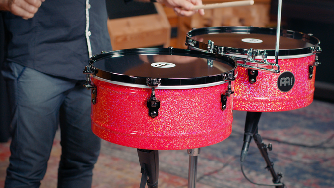 Manolito Rodriguez Signature Timbales, Atomic Red, Black Timbale Heads video