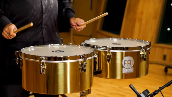 Meinl Percussion Diego Gale Solid Brass 14 & 15 Signature Artist Timbales DG1415