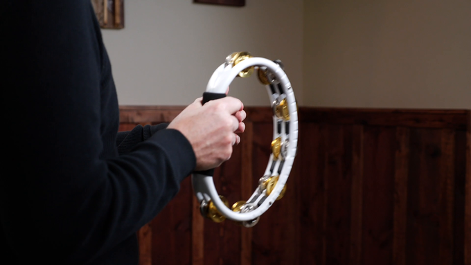 Hand Held Molded ABS Tambourine, White, Mixed Jingles video