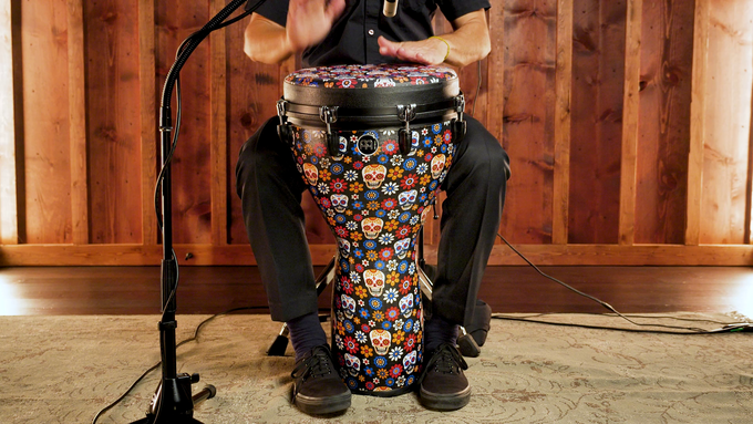 14" Synthetic Djembe, Day Of The Dead, Designed Head video